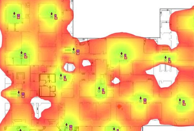 Wi‑Fi signal strength heatmap example